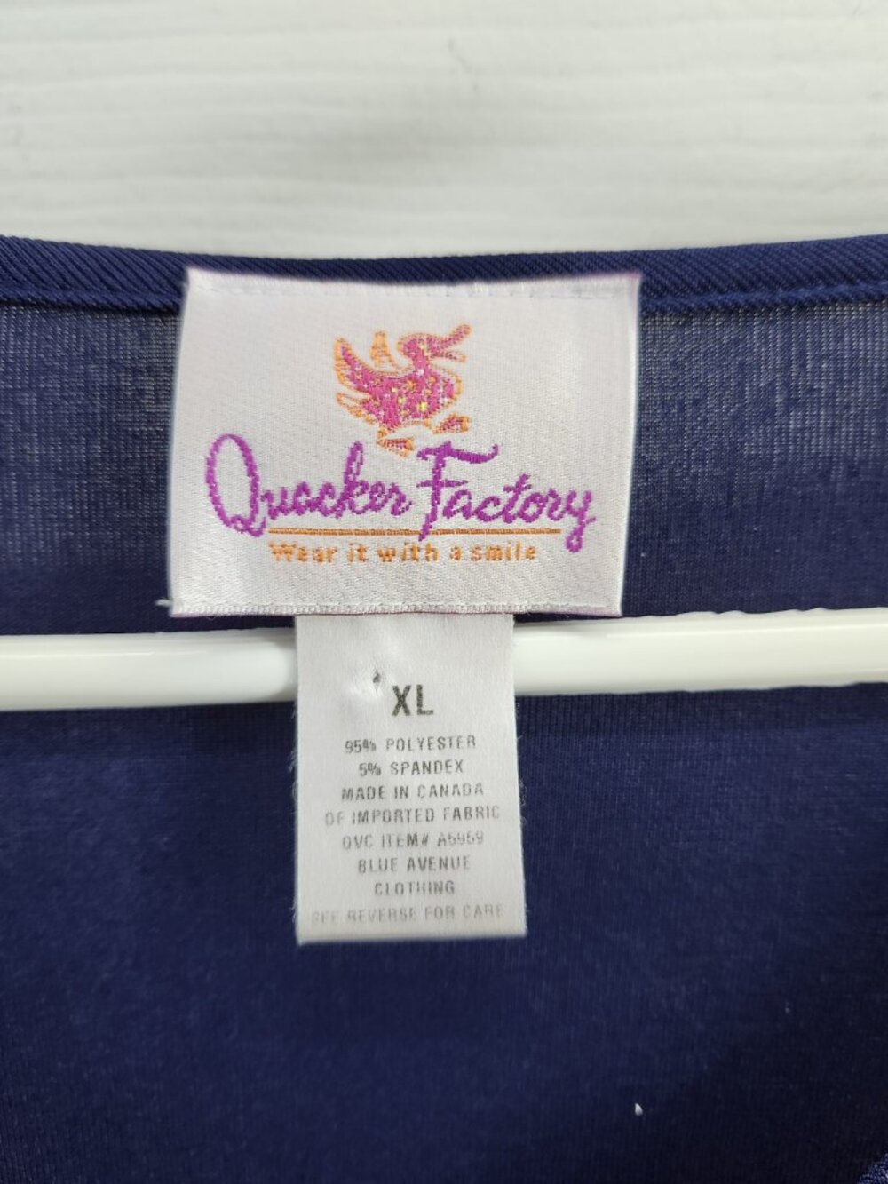 Quacker Factory Womens Navy with Silver Sequined Dragonfly Tunic XL - Picture 3 of 5